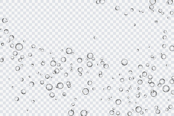 Air bubbles, oxygen, champagne crystal clear, isolated on a transparent background of modern design. Vector illustration of EPS 10.