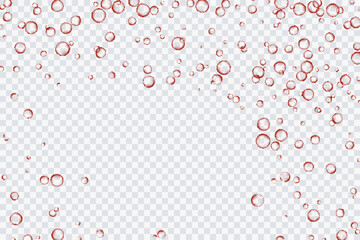 Red air bubbles, oxygen, champagne crystal clear, isolated on a transparent background of modern design. Vector illustration of EPS 10. - obrazy, fototapety, plakaty