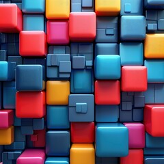 Abstract Background Cubes Rectangles Geometry Color, 3d  illustration