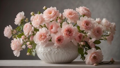 Obraz na płótnie Canvas bouquet of pink roses in vase