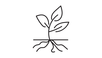 plant and root line icon in white and black colors. plant and root flat vector icon from plant root collection for web, mobile apps ui