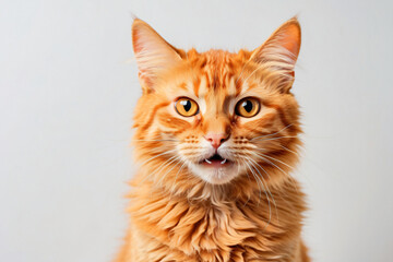 orange cat on white background