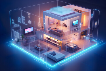 Smart home concept. Remote control and home management - obrazy, fototapety, plakaty
