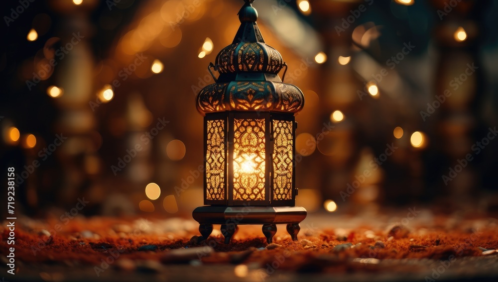 Canvas Prints Ramadan Lantern Islamic Ornament Blurry Bokeh Background