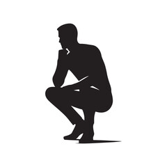 Meditative Reflections: A Series of Person Thinking Silhouettes Immersed in Tranquil Mental Contemplation - Person Thinking Illustration - Person Thinking Vector - Person Silhouette
