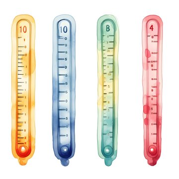 set of thermometers watercolor style
