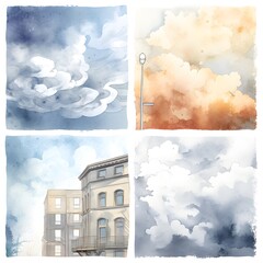 watercolor stormy skies clipart