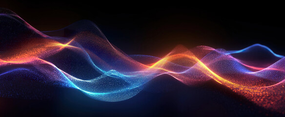Fototapeta premium Colorful Wave of Light on Black Background. Generative AI.