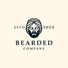 Bearded Man Vector Logo Design illustration
