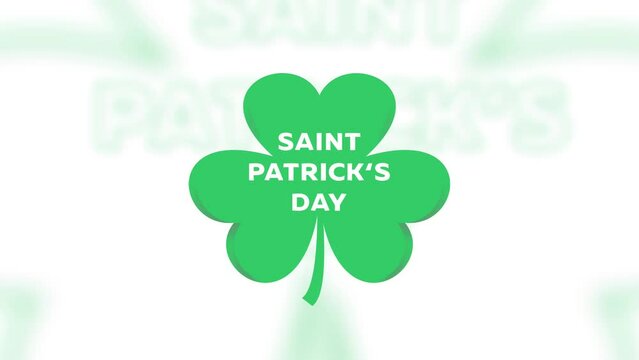 A beautiful animated shamrock clover with the date of Saint Patrick's Day against white background