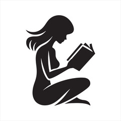 Captivating Chapters: Person Reading Silhouettes, Each Frame a Mesmerizing Tale of Literary Exploration - Person Reading Illustration - Person Reading Vector - Person Silhouette
