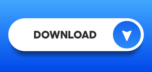 3D download button icon. Upload icon. Down arrow bottom side symbol. Click here button. Save cloud icon push button for UI UX, website, mobile application.