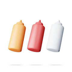 3D Set of Blank Plastic Bottles for Fast Food