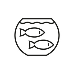 Fishes swim in an aquarium. Vector outline icon.