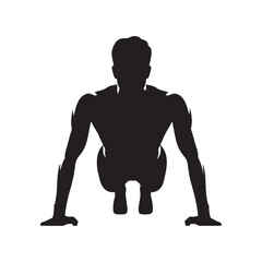 Body Harmony: Pushup Silhouette Set Harmonizing the Synchronized Movement of Fitness Dedication - Pushup Illustration - Pushup Vector - Workout Silhouette
