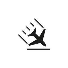 Airplane crash icon. Plane crash symbol.