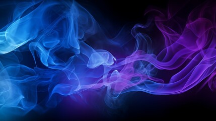 Obraz premium On a black background, there is a blue and purple smoke effect