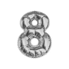 3D reflective silver metallic helium balloon number 8
