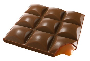 Chocolate bar with caramel filling. Isolated on white background. 3d illustration.