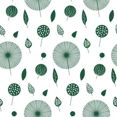 Seamless pattern of flowers and leaves