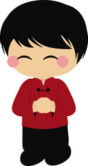 a cute boy in traditional chinese clothes