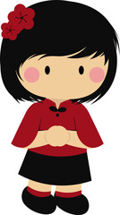 a cute girl in traditional chinese clothes