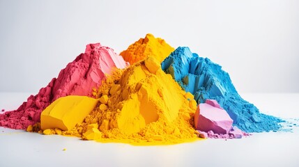 A collection of dry colors that include yellow, pink, orange, and blue.