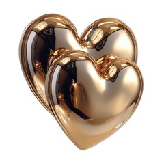 Golden Silver Hearts Shape, 3d  illustration