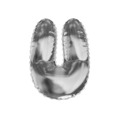 3D reflective silver metallic helium balloon letter U © Sofiia Kostenko