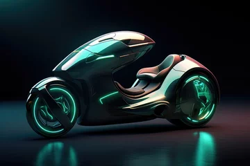 Papier Peint photo autocollant Moto Futuristic sports bike in cyberpunk style, 3D rendering of a custom motorcycle, Ai generated Ai generated
