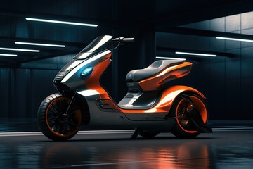 Futuristic Modern Miniature Concept Bike Design, 3D rendering of a custom motorcycle, Ai generated
