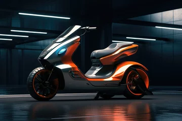 Fensteraufkleber Motorrad Futuristic Modern Miniature Concept Bike Design, 3D rendering of a custom motorcycle, Ai generated