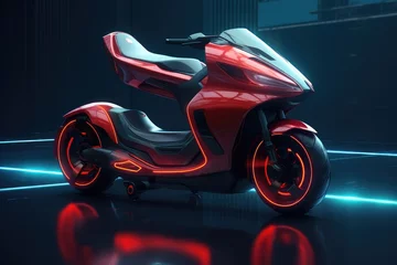Printed roller blinds Motorcycle Futuristic Modern Miniature Concept Bike Design, 3D rendering of a custom motorcycle, Ai generated