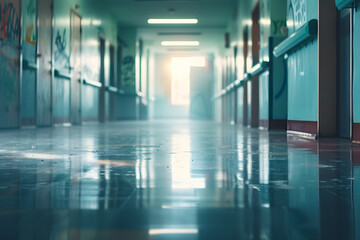 Blurry Hospital Hallway Background.