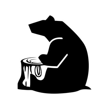 Bear siting silhouette