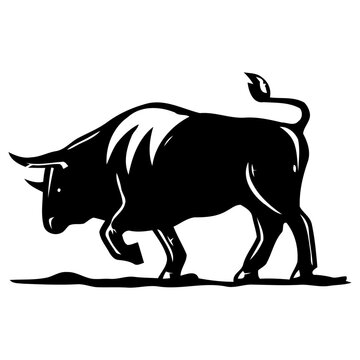 Bull black color vector 