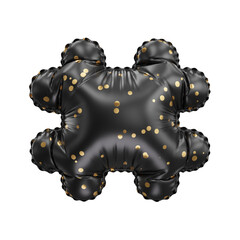 3D black helium balloon with golden polka dot pattern 