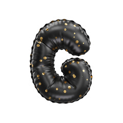 3D black helium balloon with golden polka dot pattern letter G