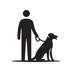 Pawprints of Affection: Person with Dog Silhouette Depicting the Endearing Marks Left by a Beloved Canine Companion - Pet Silhouette - Person with Dog Illustration - Person with Dog Vector
