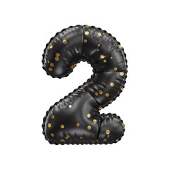 3D black helium balloon with golden polka dot pattern number 2