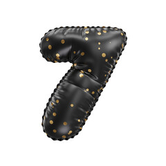 3D black helium balloon with golden polka dot pattern number 7