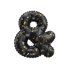 3D black helium balloon with golden polka dot pattern "AND" & symbol 