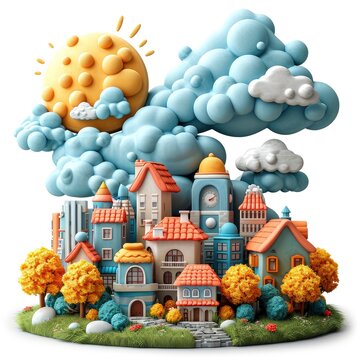 Maputo City Cloudy Weather Icon, 3d  illustration