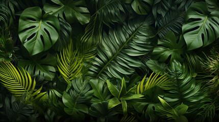 Background with green leaves
 - obrazy, fototapety, plakaty