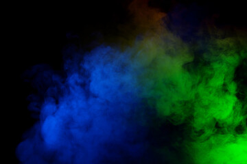 Red and green steam on a black background.