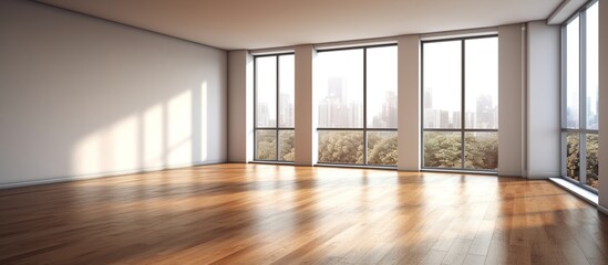 Fototapeta premium modern interior, wide empty apartment with windows