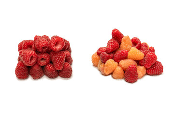 Tasty raspberries isolated on  white background.