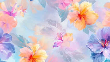 watercolor flowers pattern floral illustrations Generative AI