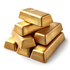 Stack Gold Bars Isolated On White, 3d  illustration