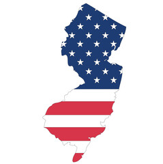 Outline of a map of the U.S. state of New Jersey with a flag